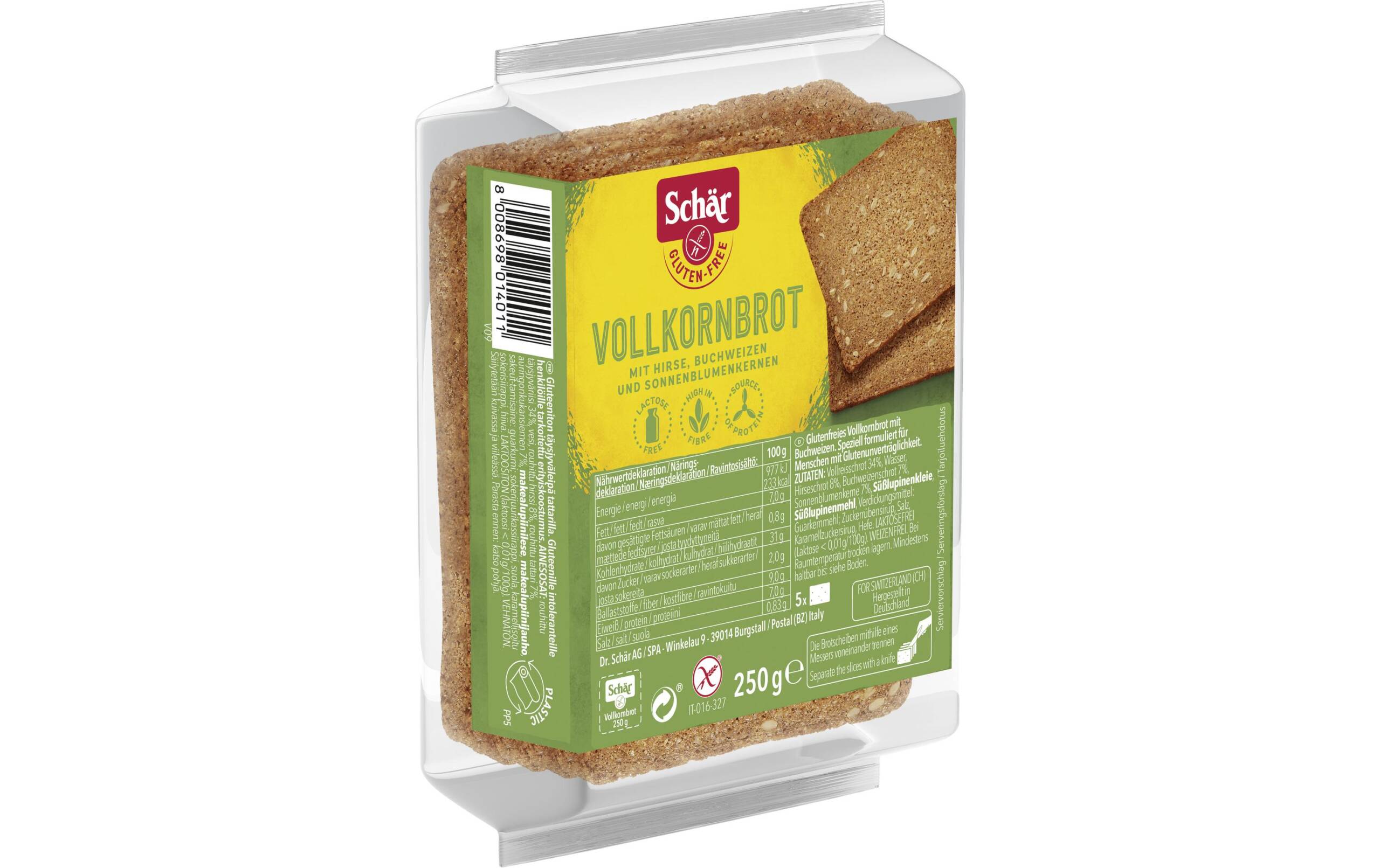Vollkornbrot glutenfrei 250 g