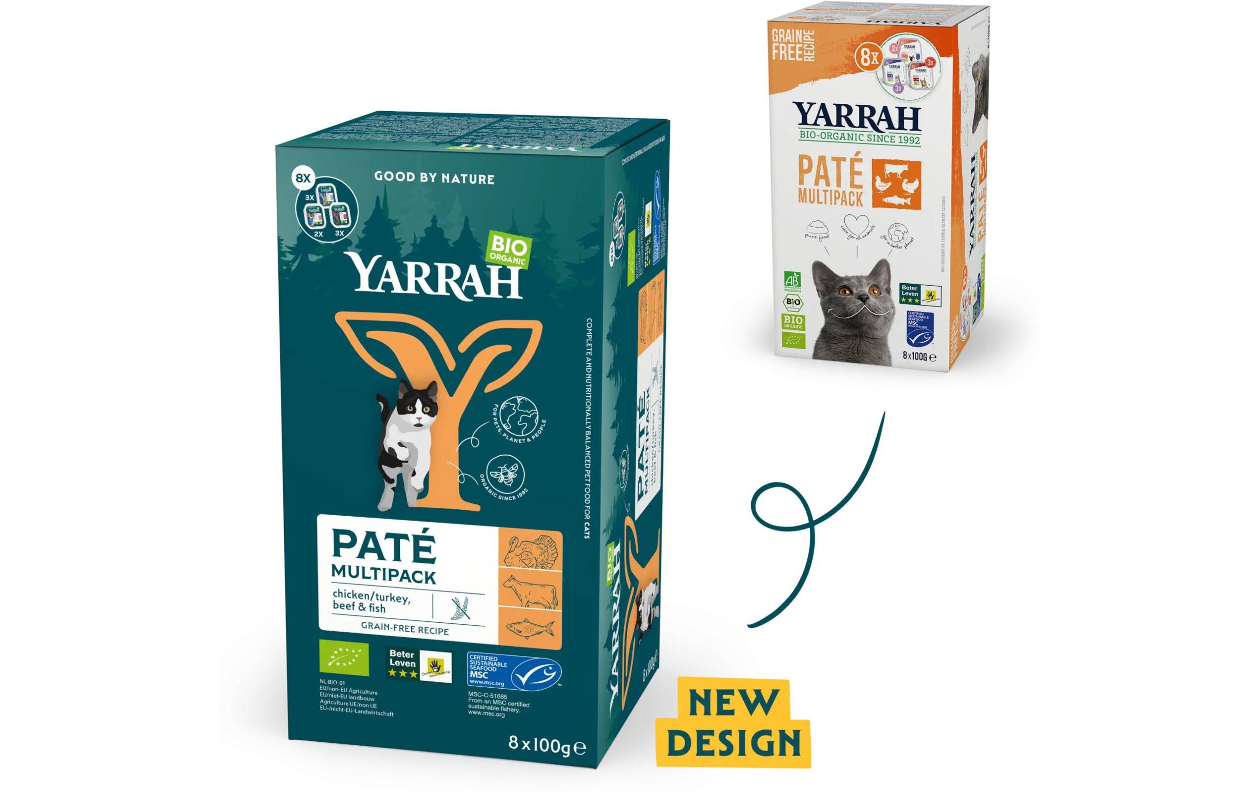 Yarrah BIO Nassfutter Multipack 3-Sorten Paté, 2x 8x100g